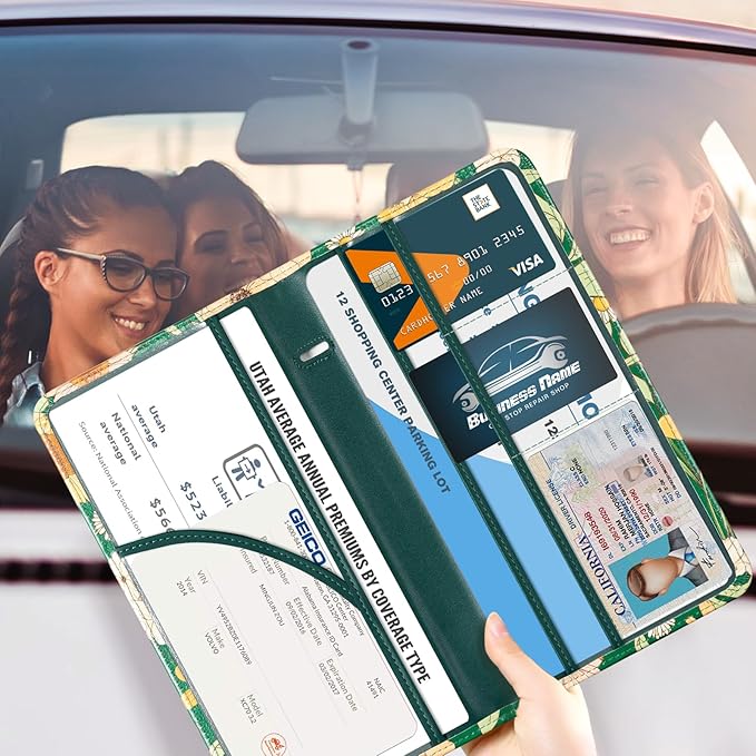 CoBak Car Registration and Insurance Holder - Vehicle Glove Box Car Organizer,Auto Truck Comparment Accessories Case with Magnetic Closure for Driver License,Cards