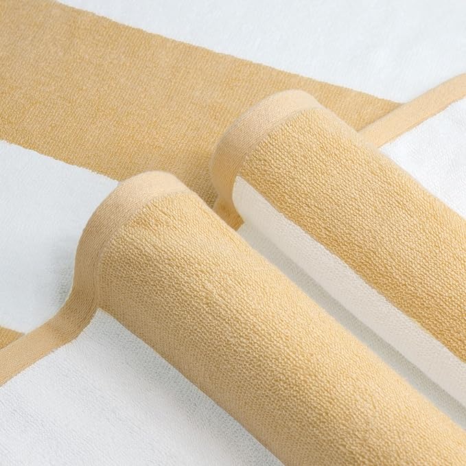 CLOWOOD Plush Oversized Beach Towel - Cotton 40 x 70 Inch Large Thick Orange Striped Cabana Pool Swimming Towel