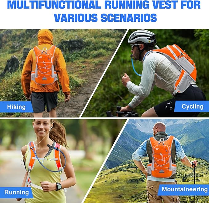 20L Hydration Backpack Pack with 2L Water Bladder Lightweight Hiking Backpack for Women Men, Adjustable Chest Straps Running Hydration Vest for Hiking, Cycling, Climbing