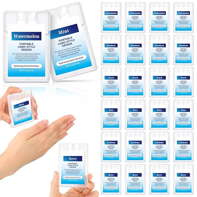 6 Pack Hand Sanitizer Spray Bulk Travel Size Hand Sanitizer Spray Mini Hydrating Pocket Gifts for Coworker Staff Teacher Holiday Favor(Blue Color,Charming)
