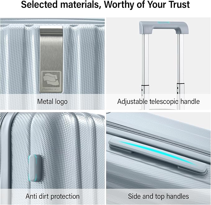 Hanke Hardshell Luggage Sets 3 Piece Extra Large Suitcases with Lock,28 Inch Luggage with Spinner Wheels, PC Travel Suitcase for Women Men 20 24 29Inch,Grey