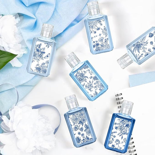 50 Pcs Blue and White Flower Mini Hand Sanitizer Bulk Thank You Gift Favors Small Hand Sanitizer for Guest 1fl oz Travel Size Hand Soap Gift for Wedding and Baby Shower Supplies