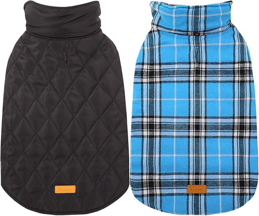 Kuoser Warm Dog Coat, Waterproof Dog Coats for X-Small Dogs, Adjustable Durable Doggie Winter Jacket Reversible Cozy Puppy Cold Weather Apparel from Small to Large Breed, Blue XS