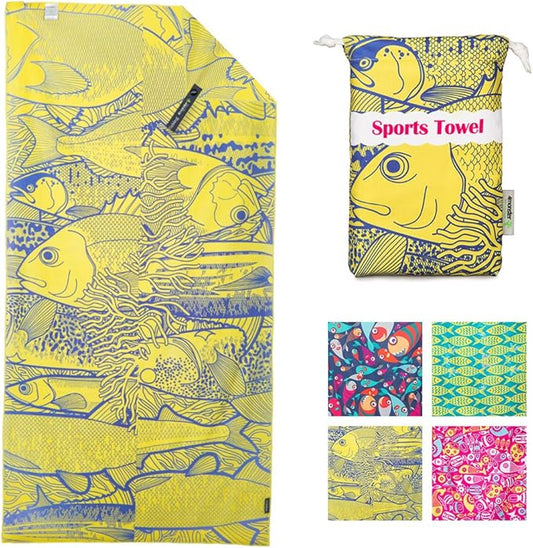 4Monster Microfiber Beach Towel Quick Dry,Super Absorbent Lightweight Travel Towel for Swimmers, Sand Free Camping Towel, Beach Towels for Pool,Swim,Water Sports,Yoga