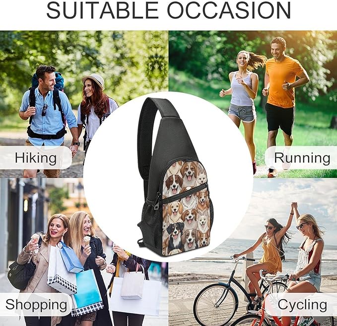 SWEET TANG Cool Sling Backpack for Men Women, Multipurpose Crossbody Shoulder Bag Puppy Dogs, Travel Hiking Zippered Daypack, Adjustable and Breathable