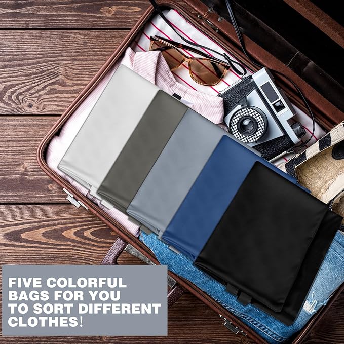 SATINIOR 5 Pcs Large Travel Laundry Bags with Handle Waterproof Washable Dirty Clothes Bags