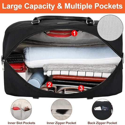 IBFUN Weekender Bags for Women, 21" Weekender Travel Bag, Travel Duffle Bag with Shoe Compartment Carry on Overnight Duffel Bag for Weekend Travel Business Trip