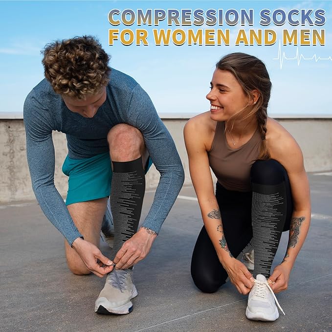 Graduated Copper Compression Socks for Men & Women Circulation 8 Pairs 15-20mmHg - Best for Running Athletic Cycling