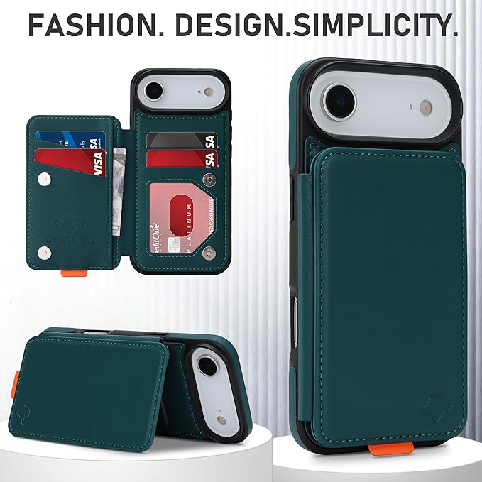 GUERNICA for iPhone 17 Air (6.7") Case Wallet with Card Holder, RFID Blocking Leather Protection, Shockproof Women Men Phone Case for iPhone Air, Green