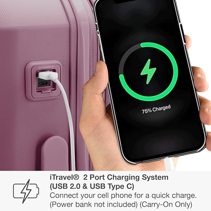 Traveler's Choice Pagosa Indestructible Hardshell Expandable Spinner Luggage, Mauve, 22-Inch Carry-on