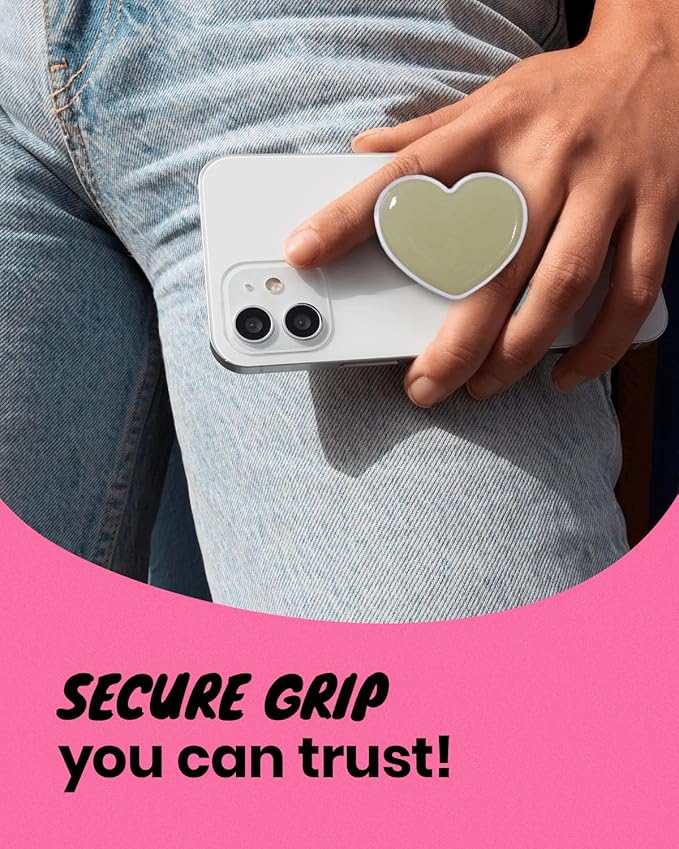 OnTheGrip Cute Solid Macaron Color Heart Shape Collapsible Mobile Phone Grip Stand Holder for Smartphone Tablet Cell Phone Accessory (Ocean Green)
