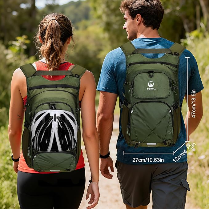 ONETOALL Hydration Backpack 22L, Hiking Backpack with 2L Leakproof Bladder, Sewn-in Rain Cover, Insulated Compartment for Men & Women Running, Cycling, Camping
