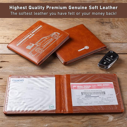 CANOPUS Car Registration and Insurance Holder with Magnetic Closure, Car Document Holder, Vehicle Glove Box Organizer, Wallet for Auto, Motorcycle, Truck and More, 1 Pack with EZ Pass Strip, Truck