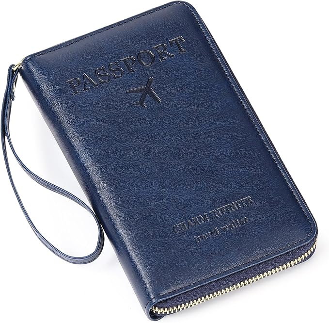 Leather RFID Blocking Passport Holder Travel Wallet, Passport Cover/Travel Wallet for Women/Men with