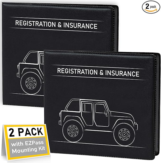 CANOPUS Car Registration and Insurance Holder, Car Document Holder, Vehicle Registration and Insurance Card Holder, Wallet for Auto, Trailer, Motorcycle, Truck, Vehicle Paperwork Organizer (2 Pack)