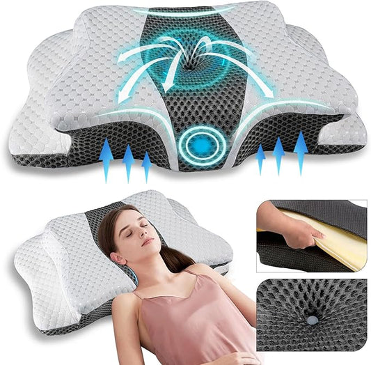 Pain Relief Cervical Pillow for Neck Support,Adjustable Ergonomic Pillow Cozy Sleeping,Odorless Orthopedic Memory Foam Pillows,Contour Bed Pillow for Side Back Stomach Sleeper