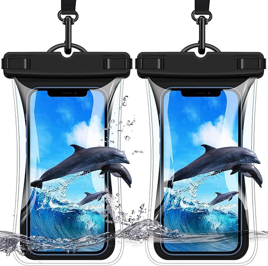 Vuwwey Waterproof Phone Pouch [2 Pack][Super Buoyant] Floating IPX8 Waterproof Phone Case Beach Cruise Ship Travel Essentials Cellphone Dry Bag for iPhone 17 16 15 14 13 12 Pro Max XS XR X Up to 6.9''