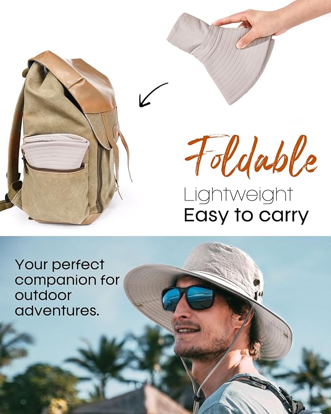 FURTALK Sun Hats for Men Fishing Hat UPF 80+ Foldable Wide Brim Outdoor Hiking Beach Summer Hats