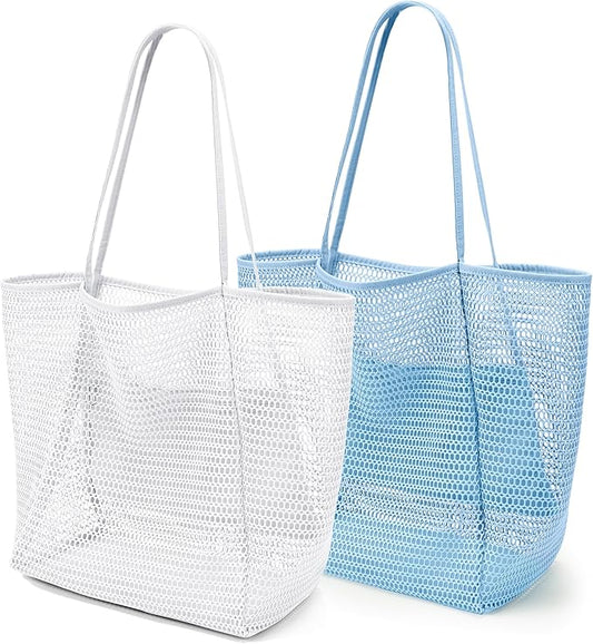 KALIDI BeachNylon Mesh Tote Bag, Casual Tote Bag Hobo Women Foldable MAX 23L Shoulder Bag For Beach Picnic Vacation