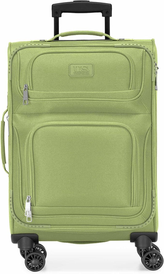 U.S. Traveler Rio Lightweight Softside Rolling Carry-on Suitcase, 4-Wheel Single, Light Green