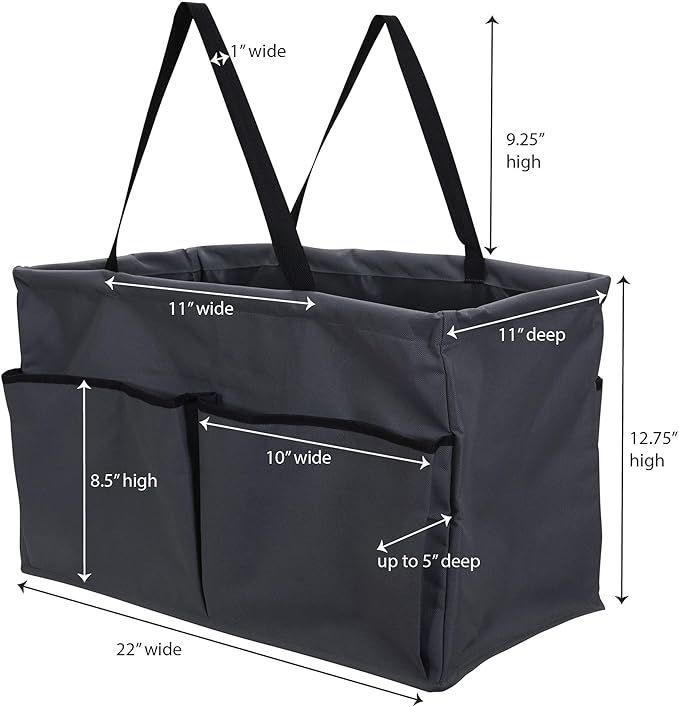 Household Essentials Gray Krush Container All-Purpose Utility Tote with Pockets