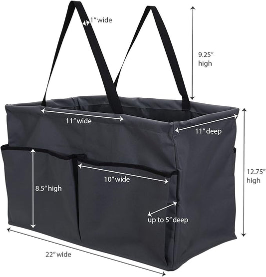 Household Essentials Gray Krush Container All-Purpose Utility Tote with Pockets