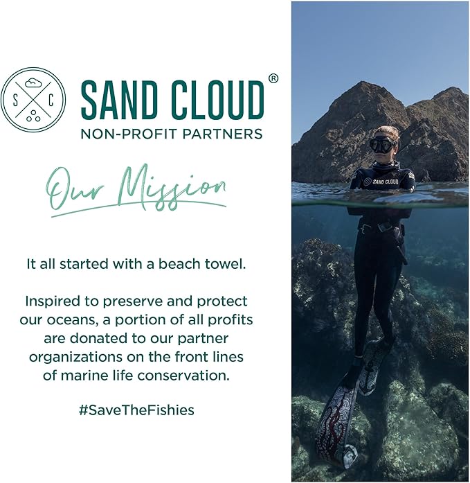 Sand Cloud Extra Large Turkish Beach Towel - Sand Free - 100% Organic Turkish Cotton Yarn - Quick Dry Towel for Beach, Picnic, Blanket or Bath - As Seen on Shark Tank - Marine Life (Ozy)