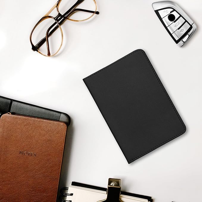 kwmobile Registration and Insurance Holder - Car Document Holder for Vehicle Documents and Cards - PU Leather - Black