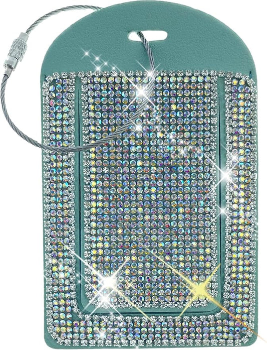 Glittering Blue Diamond Luggage Tag - Sparkling Rhinestone, Bling Baggage Identifier for Suitcases & Handbags & Backpack - Stylish Travel Accessory, 1 Pcs