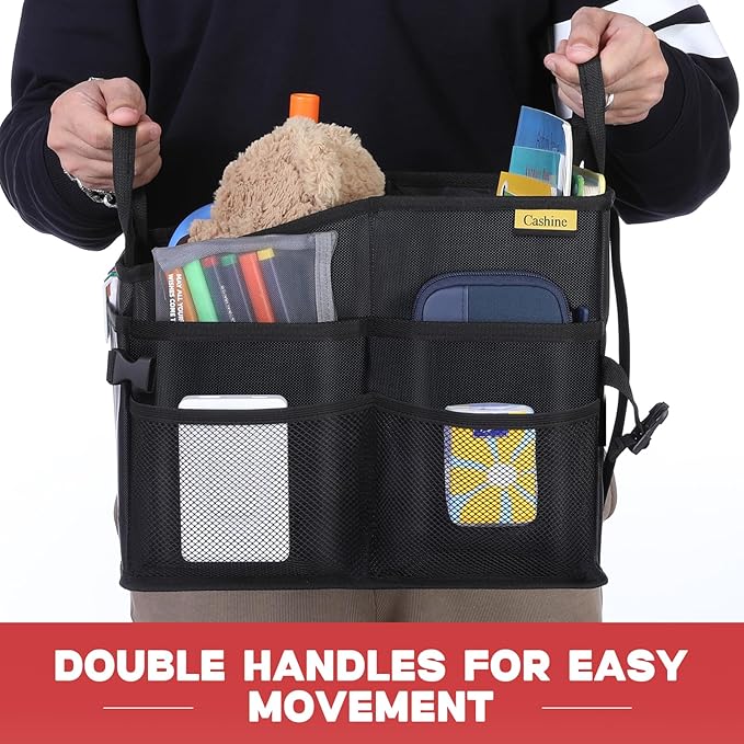 CASHINE Foldable Car Seat Organizer - Oxford Fabric Storage Box for Back Seat, Car Front Seat Organizer Universal Fit for Kids