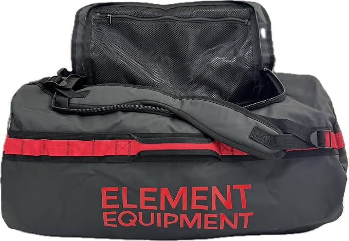 Element Equipment Trailhead Duffel Bag Shoulder Straps Waterproof Black/Red Medium