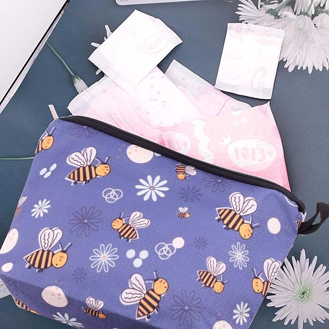 Cute Animal Lovers Gifts Dinosaur Tropical Sloth Butterfly Cosmetic Bag Makeup Pouch with Zipper (bee)