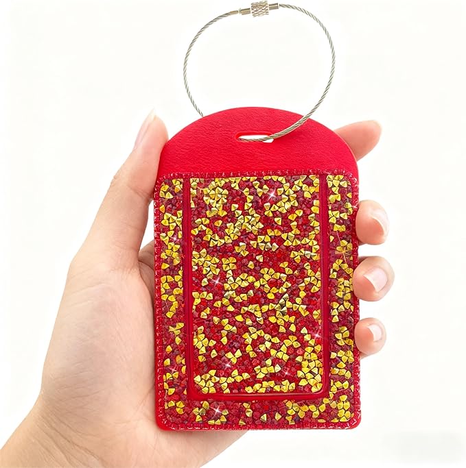 Glittering Red Diamond Luggage Tag - Sparkling Rhinestone, Bling Baggage Identifier for Suitcases & Handbags & Backpack - Stylish Travel Accessory, 1 Pcs