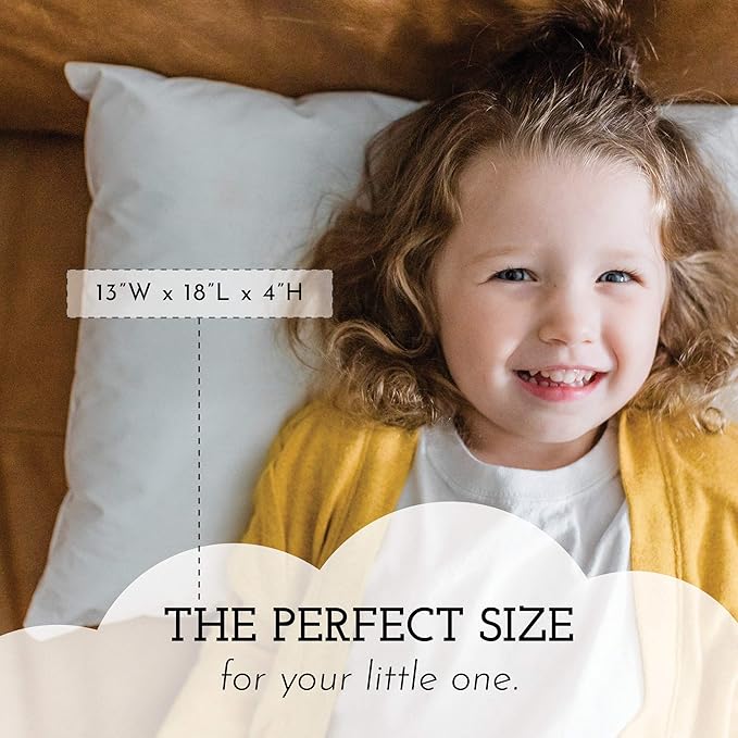 Little Sleepy Head Toddler Pillow 13x18 - Hypoallergenic Ergonomic Pillow for Sleeping, Nursery Pillow (1-Pack)