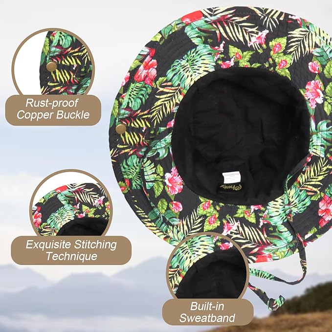 Bucket Hat Wide Brim UV Protection Sun Hat Boonie Hats Fishing Hiking Safari Outdoor Hats for Men and Women