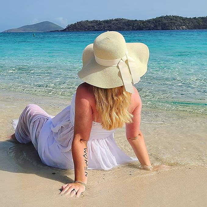 FURTALK Womens Sun Straw Hat Wide Brim UPF 80 Summer Hat Foldable Packable Floppy Beach Hats for Women