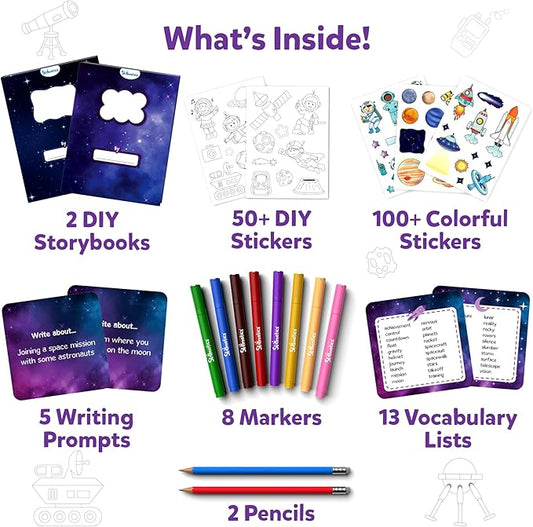 Skillmatics Storybook Art Kit - Create Space-Themed Stories, DIY Craft & Writing Kit with 300+ Stickers, Scrapbooking Activity, Gifts for Kids Ages 5, 6, 7, 8, 9, 10