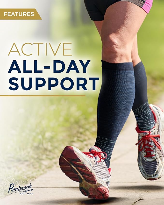 Pembrook Bamboo Viscose Light Compression Socks - 3 Pairs | 8-15 mmhg Compression Socks | Knee High Comfort Support Socks