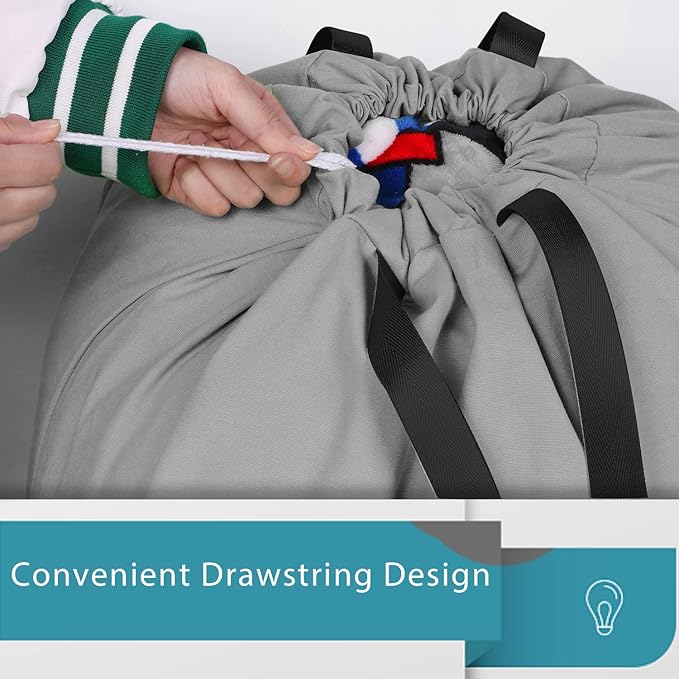 LOLOMLO Extra Large Canvas Laundry Bags with Handles & Drawstring Closure, Heavy Duty Tears Resistant Clothes Storage Travel Bags,25.5"x34",Dark Grey