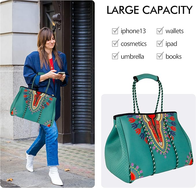 QOGiR Neoprene Multipurpose Beach Bag Tote with Inner Zipper Pocket … … … …