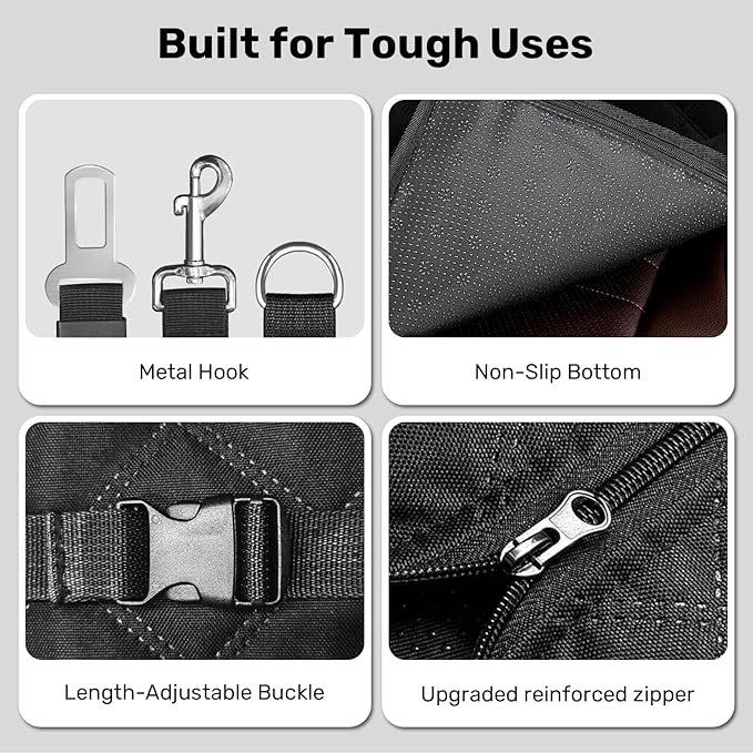 Zanch Heavy-Duty Dog Car Seat Cover, Flat Solid Back Seat Extender for Multi Large Dogs, Hard-Base Supports 450 lb, Waterproof Scrachproof Hammock Protector, Standard for Cars, SUV, Trucks, Orange