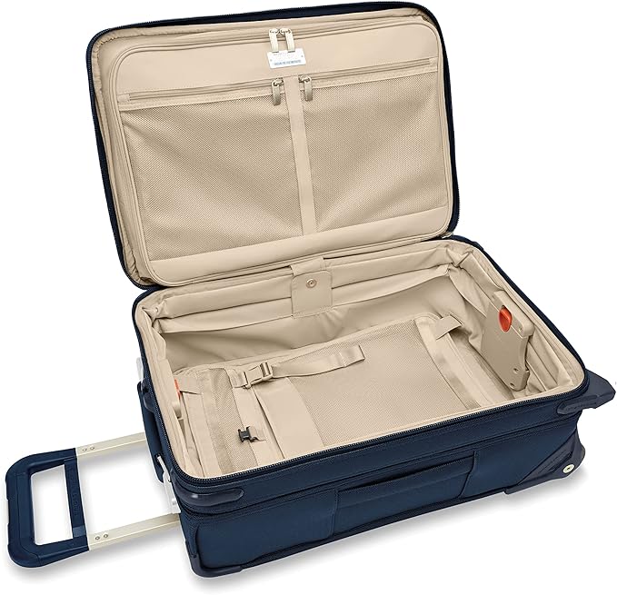 Briggs & Riley Essential 22" 2-Wheel Expandable Carry On - Luggage for Travel, Suitcases with Wheels, Softside Rolling Bag for Men & Women, Self-Repairing Zipper - Baseline Collection, Navy