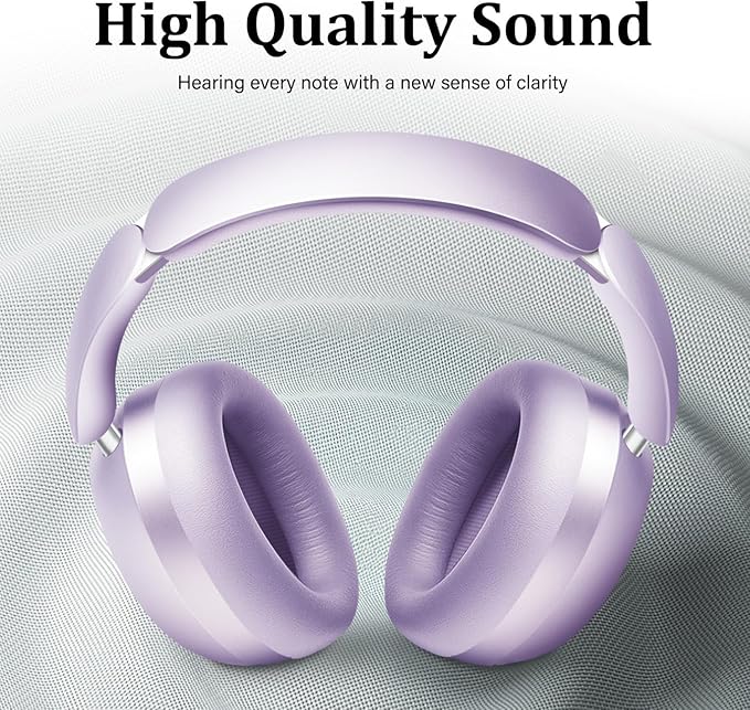 Wentronic Y04 Bluetooth Headphones Active Noise Cancelling Wireless Over Ear Headphones 48 Hours Playtime High Sound Quality Foldable Headphones with Soft Ear Cushion for Travel - Purple