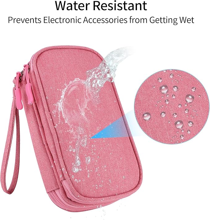 Pink Travel Gadget Bag - Ultimate Cable &accessories Organizer for Chargers, Phones & Memory Cards