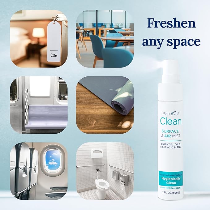 Travel Essentials | Hygiene Kit | Travel Toiletry Kit | Travel Size | Spray Hand Sanitizer Tangerine Coriander Scent | Surface Wipes | Individual Travel Wipes | Surface Cleaner | With Essential Oils