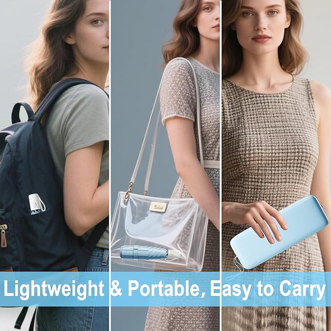 Automatic Mini Travel Windproof Folding Umbrella - UV Protection, Instant Open/Close for Rain/Sun, Small Compact Lightweight Design Fits in Tote Bag/Travel Case/Backpack for Commute, Women & Men