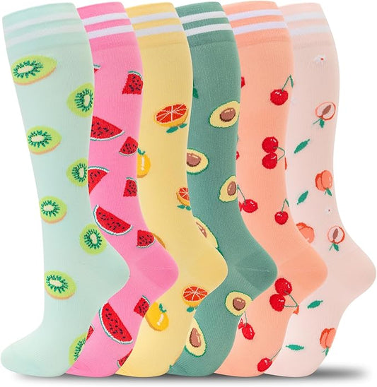 fenglaoda Compression Socks for Women Men Support Circulation 6 Pairs Socks For Nurse, Travel, Flight