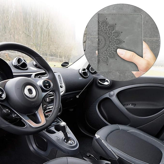 kwmobile Registration and Insurance Holder - Car Document Holder for Vehicle Documents and Cards - PU Leather with Design - Grey