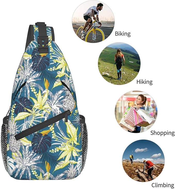 Hawaii Tropical Palm Sling Backpack Crossbody Bag Casual Chest Bags Travel Hiking Daypack Shoulder Bag for Women Men