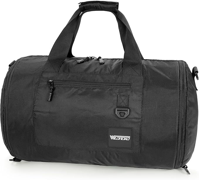 Wildroad Travel Bags for Men, Gym Bag & Duffle Bag for Travel, Carry on Bag Duffel Bag 3 IN 1 Expandable Overnight Weekender Bag (Black, Large-50L+ Gym Bag)